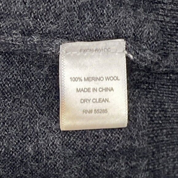 Express Sweater Mens Large Gray Knit‎ Pullover Crew Neck Long Sleeve Merino Wool - Picture 4 of 8